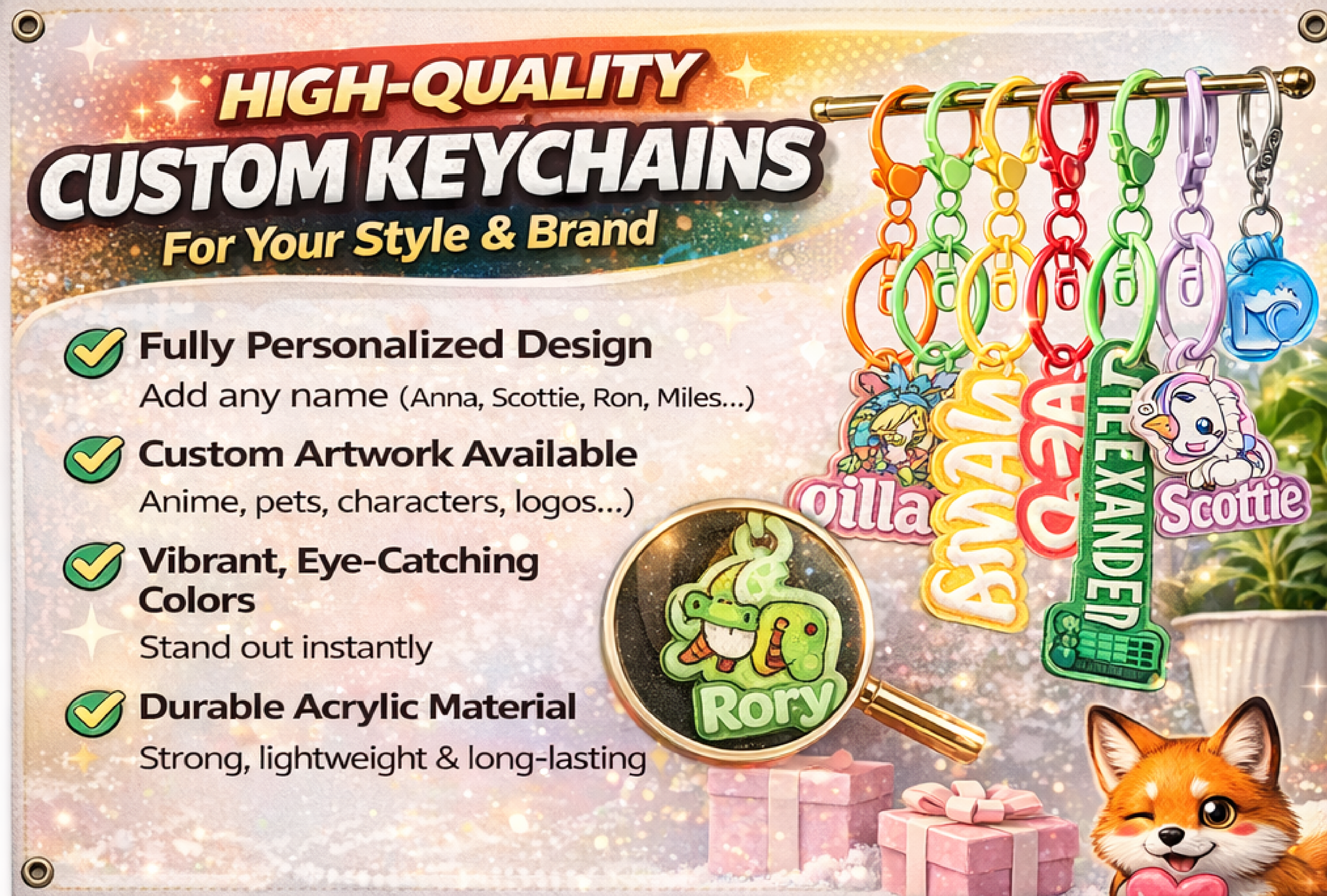 Custom Acrylic Keychains – Personalized Name & Design Keychains
